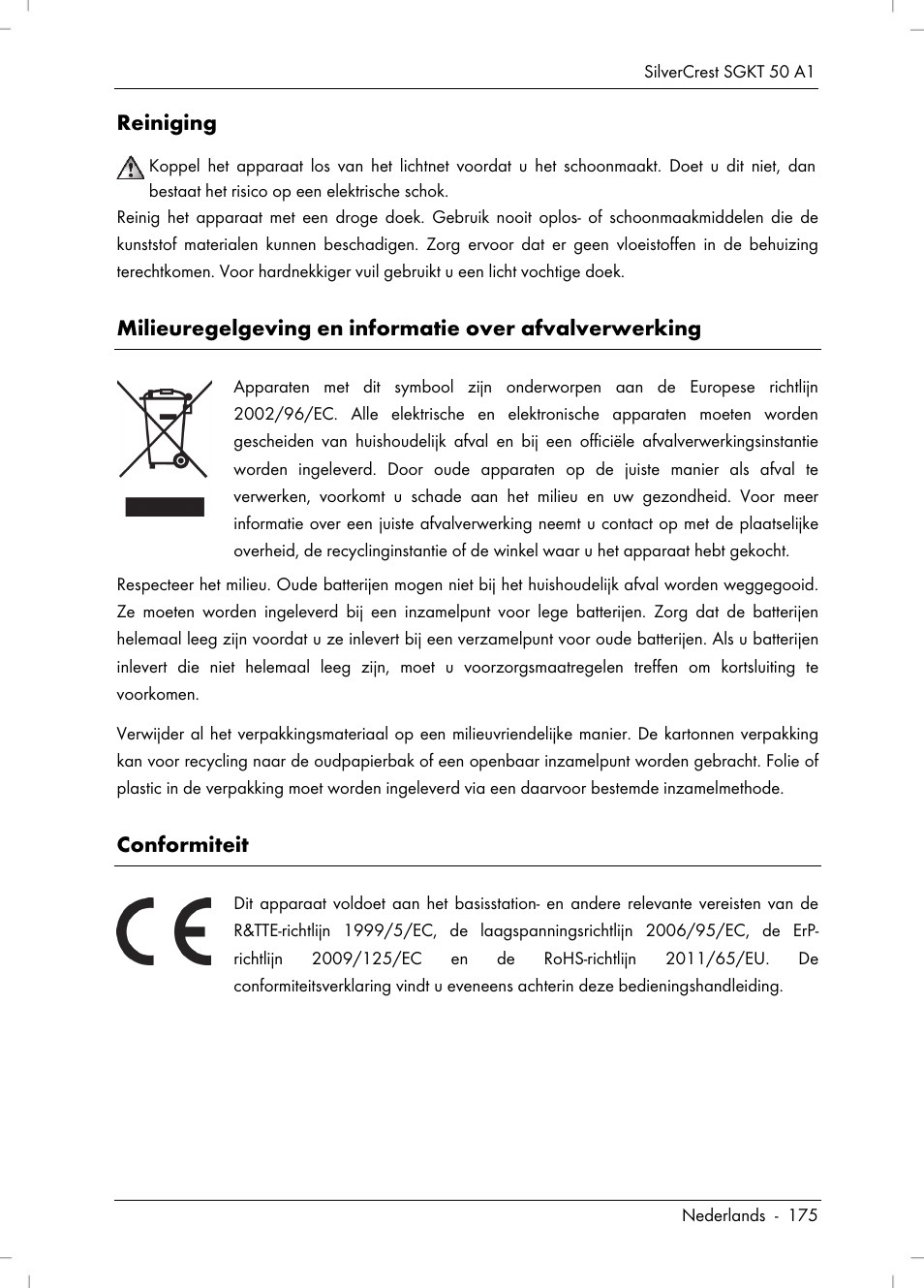 Reiniging, Conformiteit | Silvercrest SGKT 50 A1 User Manual | Page 177 / 224