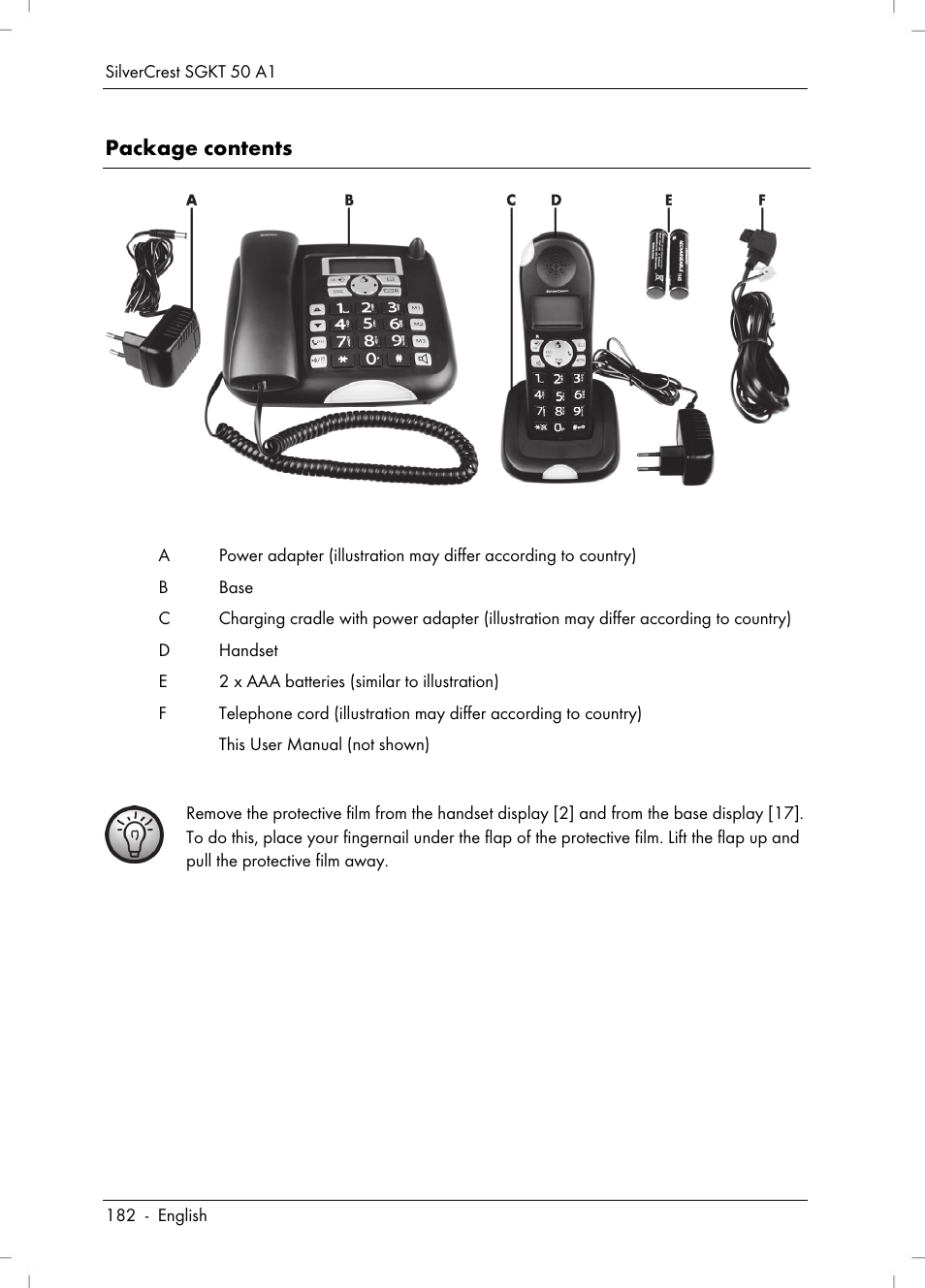 Package contents | Silvercrest SGKT 50 A1 User Manual | Page 184 / 224