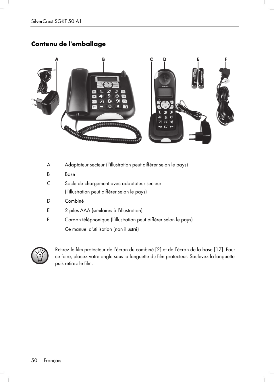Contenu de l'emballage | Silvercrest SGKT 50 A1 User Manual | Page 52 / 224