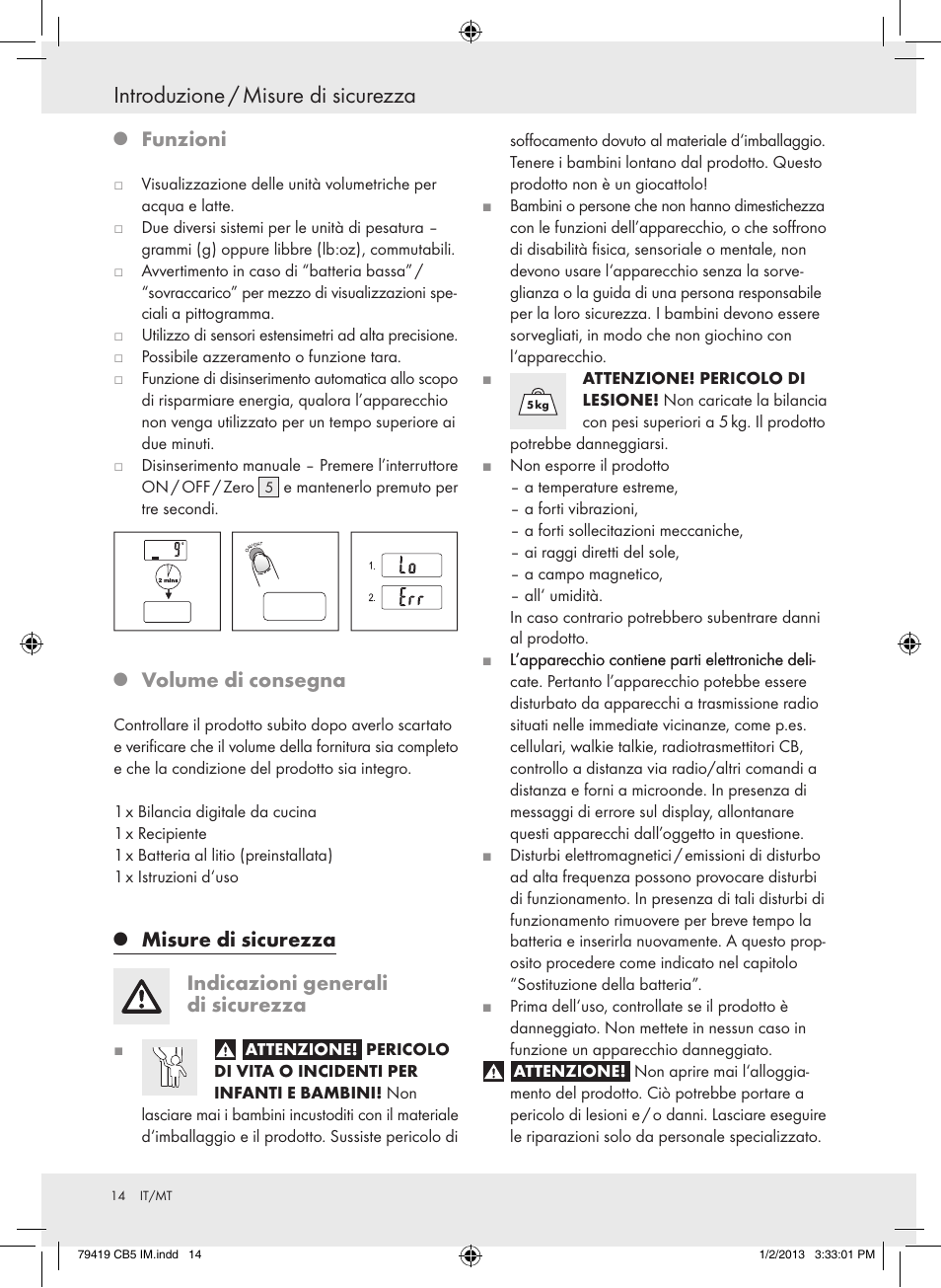 Introduzione / misure di sicurezza, Funzioni, Volume di consegna | Silvercrest Z29852A Z29852B User Manual | Page 14 / 43