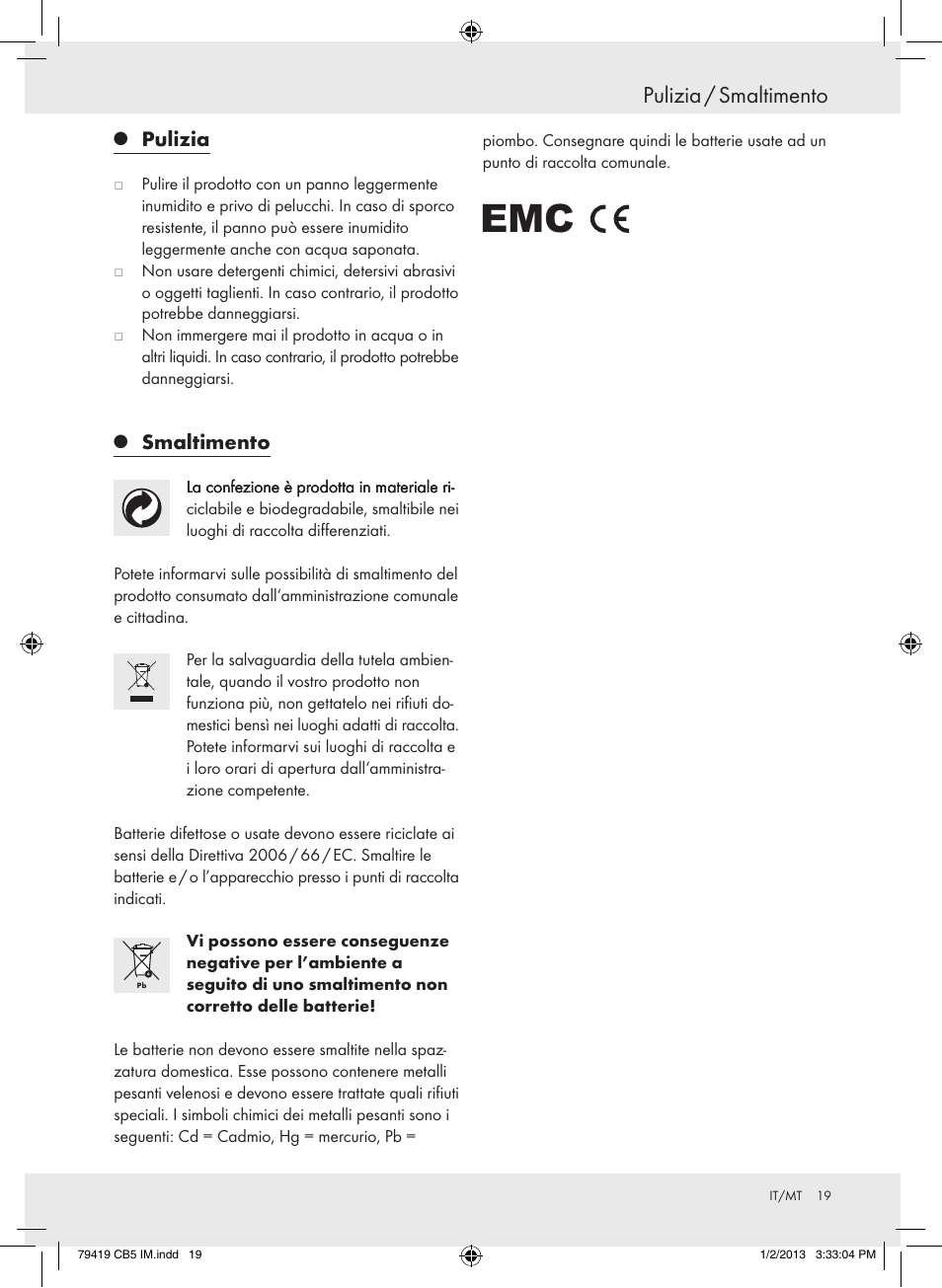 Pulizia / smaltimento, Pulizia, Smaltimento | Silvercrest Z29852A Z29852B User Manual | Page 19 / 43