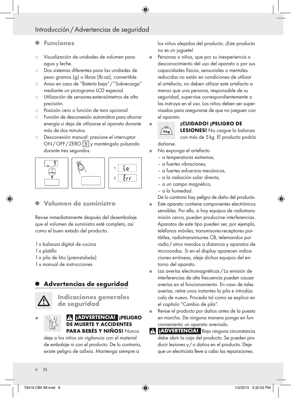 Introducción / advertencias de seguridad, Funciones, Volumen de suministro | Silvercrest Z29852A Z29852B User Manual | Page 6 / 43