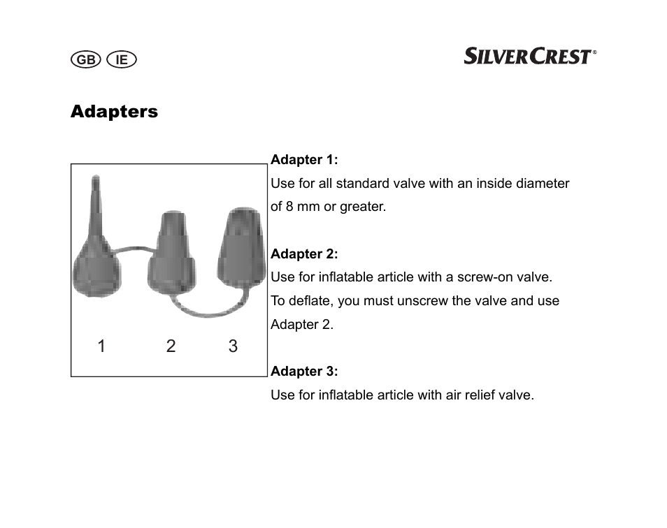 Adapters | Silvercrest SGP 12 A1 User Manual | Page 10 / 36