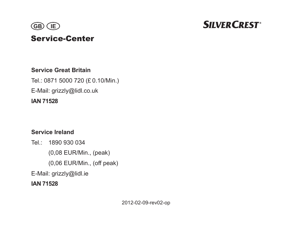 Service-center | Silvercrest SGP 12 A1 User Manual | Page 16 / 36