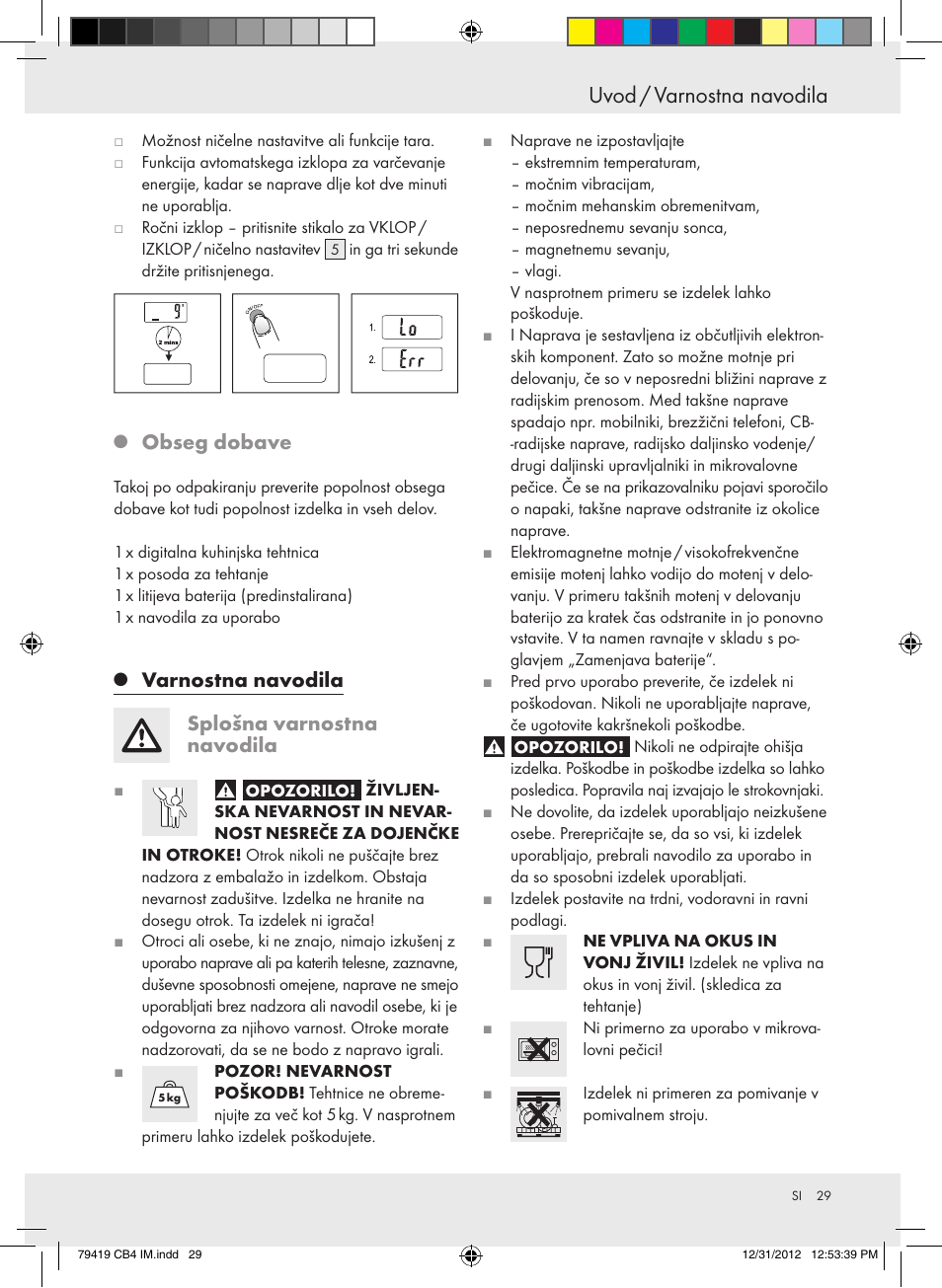 Uvod / varnostna navodila, Obseg dobave, Varnostna navodila splošna varnostna navodila | Silvercrest Z29852A Z29852B User Manual | Page 29 / 60