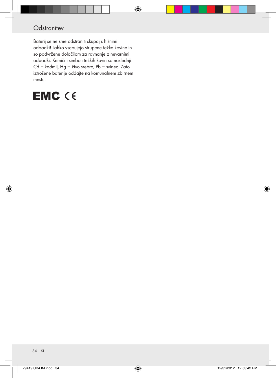 Odstranitev | Silvercrest Z29852A Z29852B User Manual | Page 34 / 60