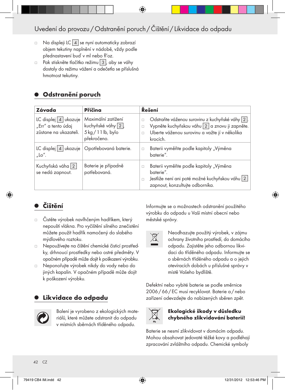 Odstranění poruch, Čištění, Likvidace do odpadu | Silvercrest Z29852A Z29852B User Manual | Page 42 / 60