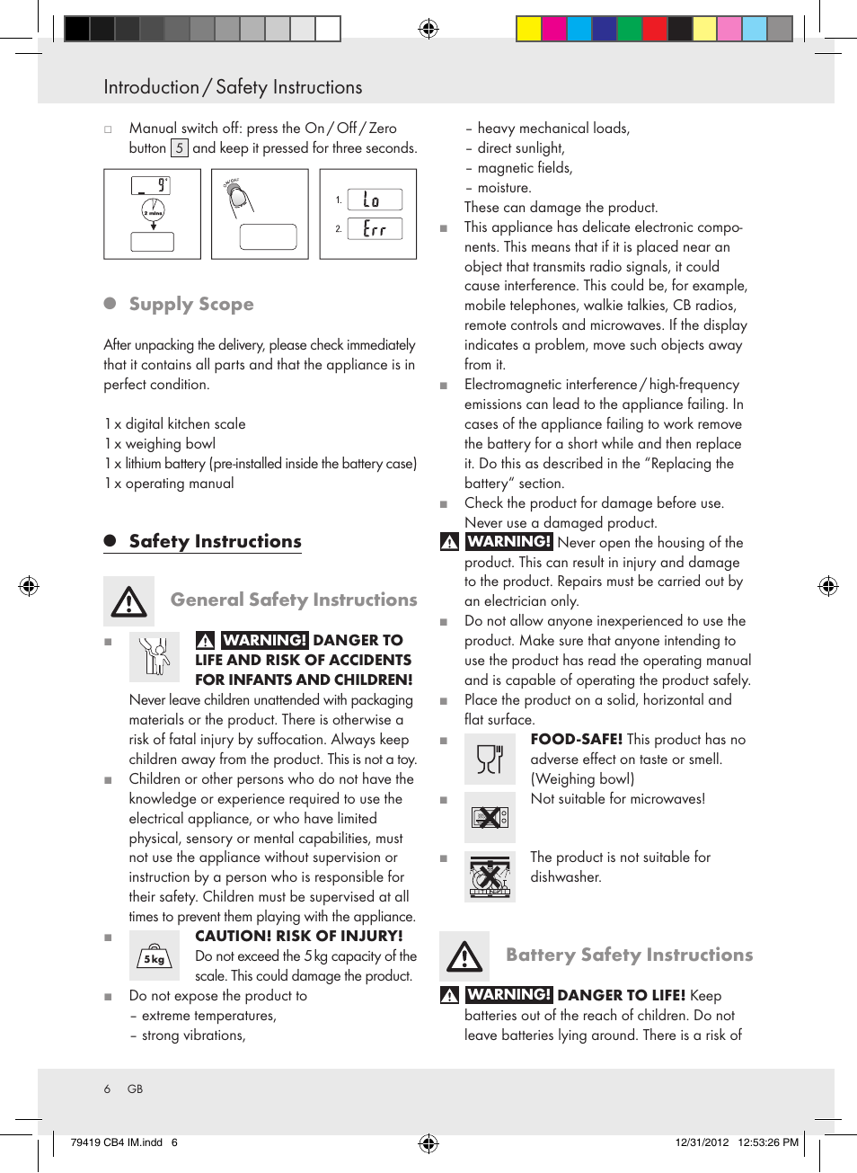 Introduction / safety instructions, Supply scope, Safety instructions general safety instructions | Battery safety instructions | Silvercrest Z29852A Z29852B User Manual | Page 6 / 60