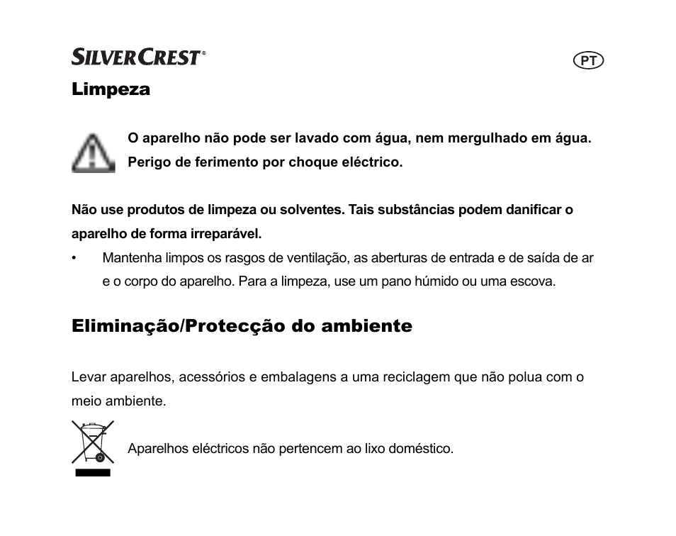 Limpeza, Eliminação/protecção do ambiente | Silvercrest SGP 12 A1 User Manual | Page 43 / 84