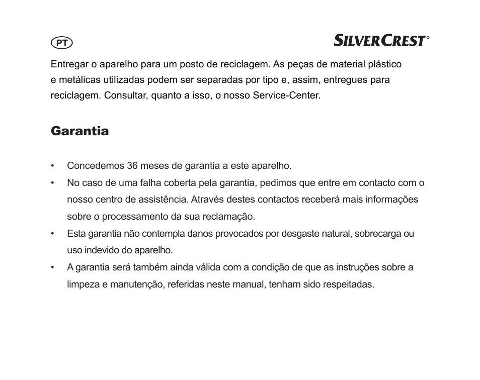 Garantia | Silvercrest SGP 12 A1 User Manual | Page 44 / 84