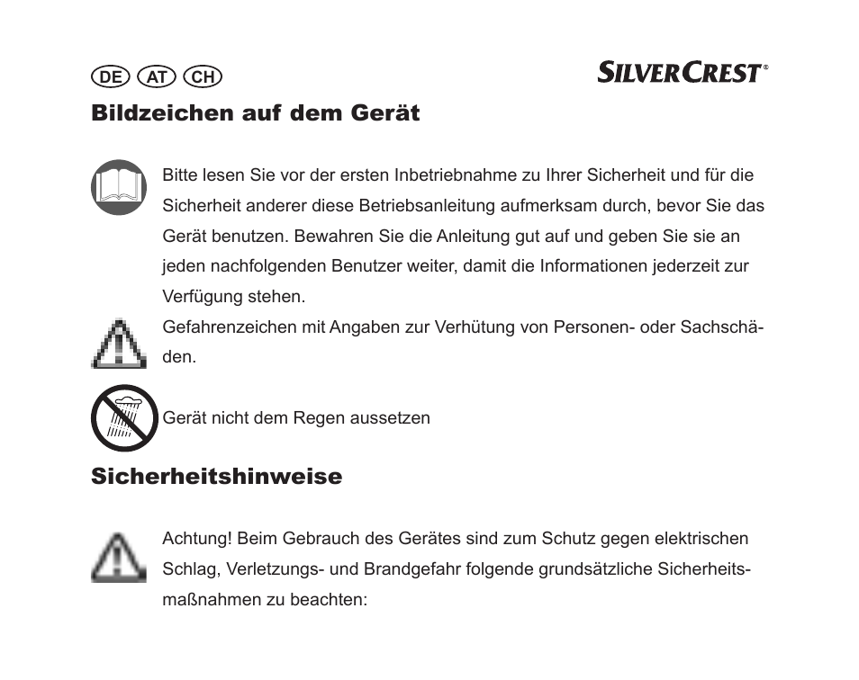 Bildzeichen auf dem gerät, Sicherheitshinweise | Silvercrest SGP 230 A1 User Manual | Page 66 / 84