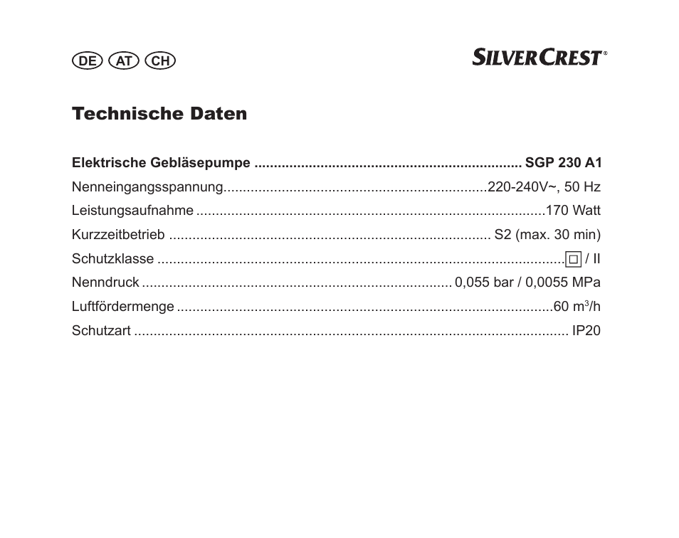 Technische daten | Silvercrest SGP 230 A1 User Manual | Page 78 / 84