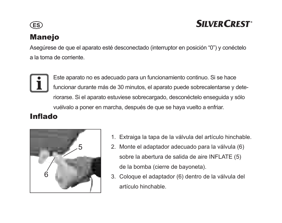 Manejo, Inflado 6 5 | Silvercrest SGP 230 A1 User Manual | Page 8 / 84