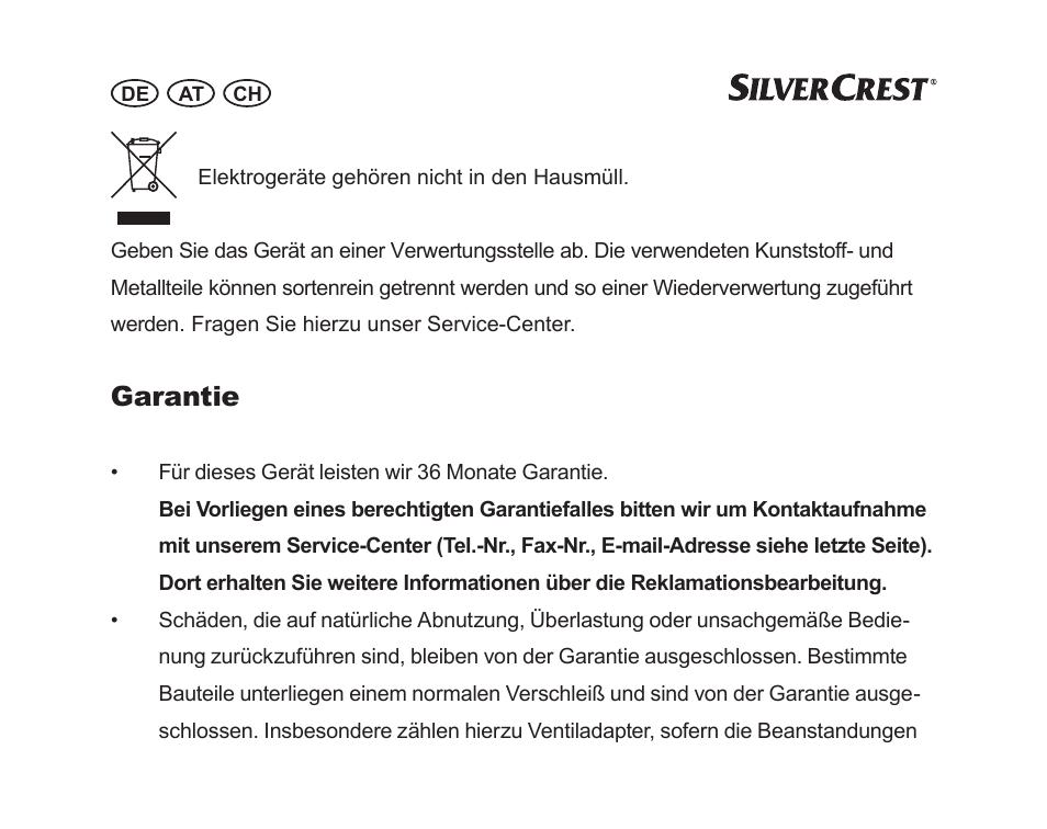 Garantie | Silvercrest SGP 12 A1 User Manual | Page 108 / 116