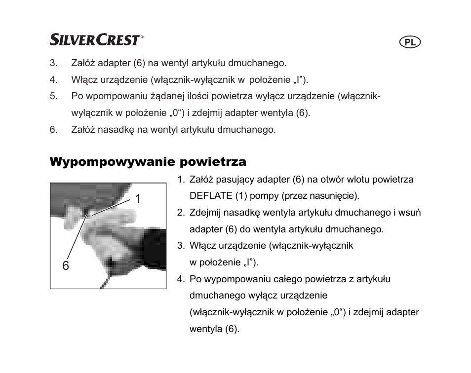 Wypompowywanie powietrza | Silvercrest SGP 12 A1 User Manual | Page 25 / 116