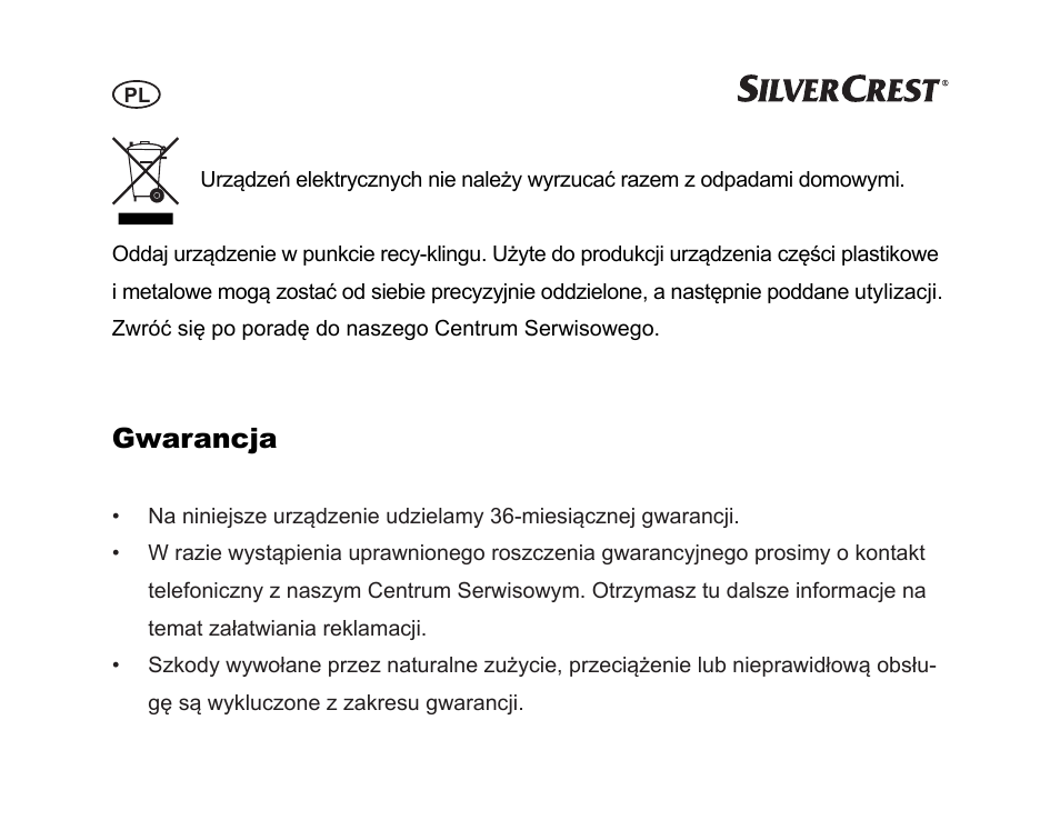 Gwarancja | Silvercrest SGP 12 A1 User Manual | Page 28 / 116