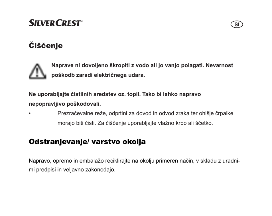 Čiščenje, Odstranjevanje/ varstvo okolja | Silvercrest SGP 12 A1 User Manual | Page 59 / 116