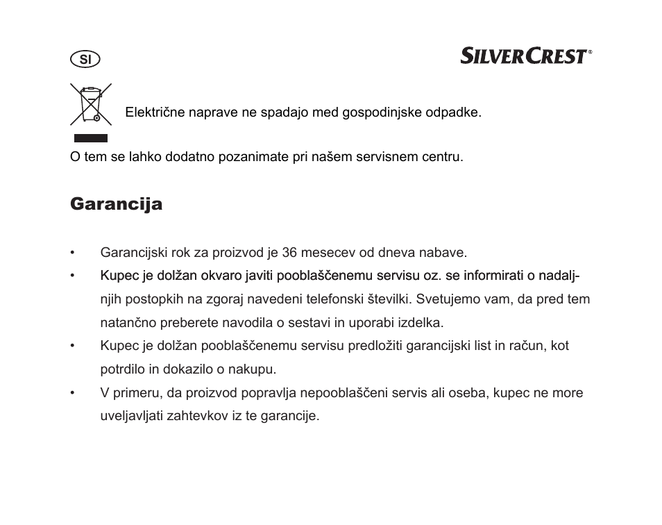 Garancija | Silvercrest SGP 12 A1 User Manual | Page 60 / 116