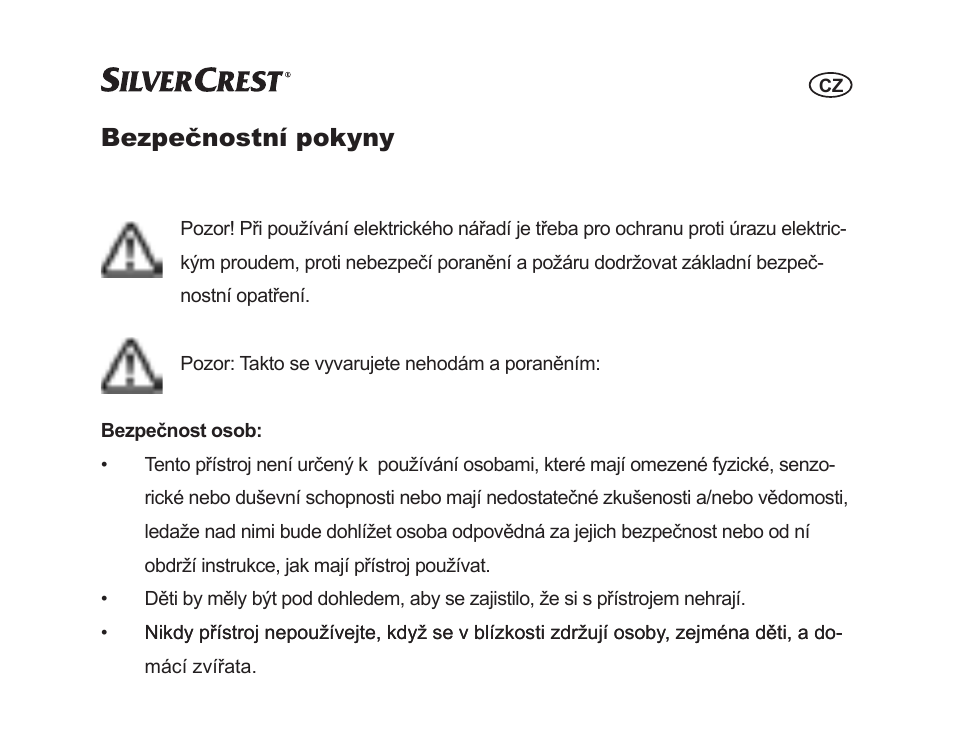 Bezpečnostní pokyny | Silvercrest SGP 12 A1 User Manual | Page 67 / 116