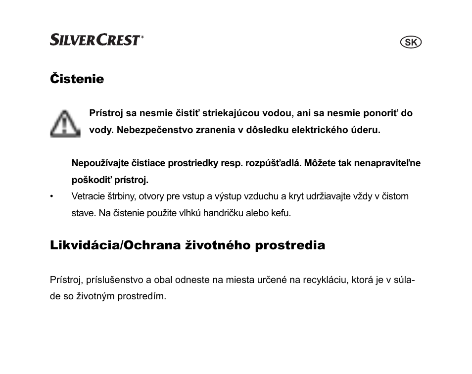 Čistenie, Likvidácia/ochrana životného prostredia | Silvercrest SGP 12 A1 User Manual | Page 91 / 116