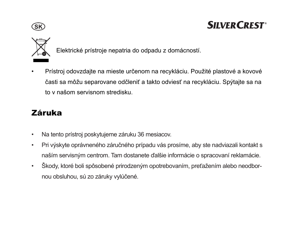 Záruka | Silvercrest SGP 12 A1 User Manual | Page 92 / 116