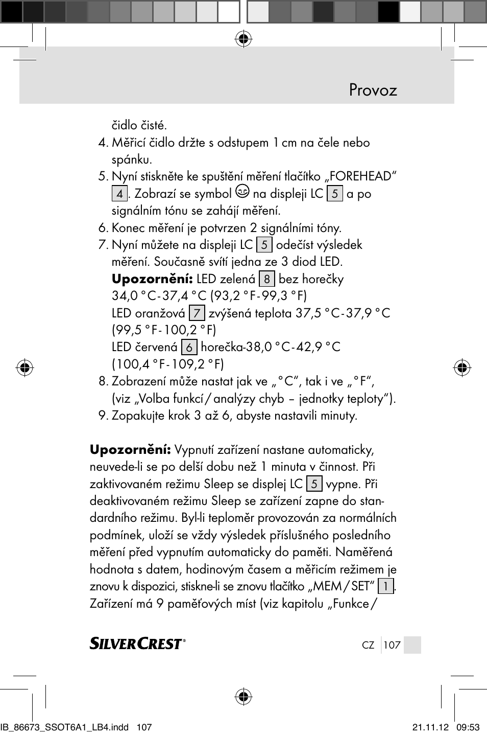 Provoz | Silvercrest SSOT 6 A1 User Manual | Page 107 / 181
