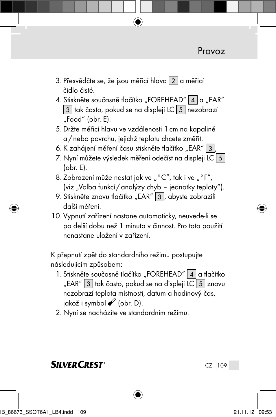 Provoz | Silvercrest SSOT 6 A1 User Manual | Page 109 / 181