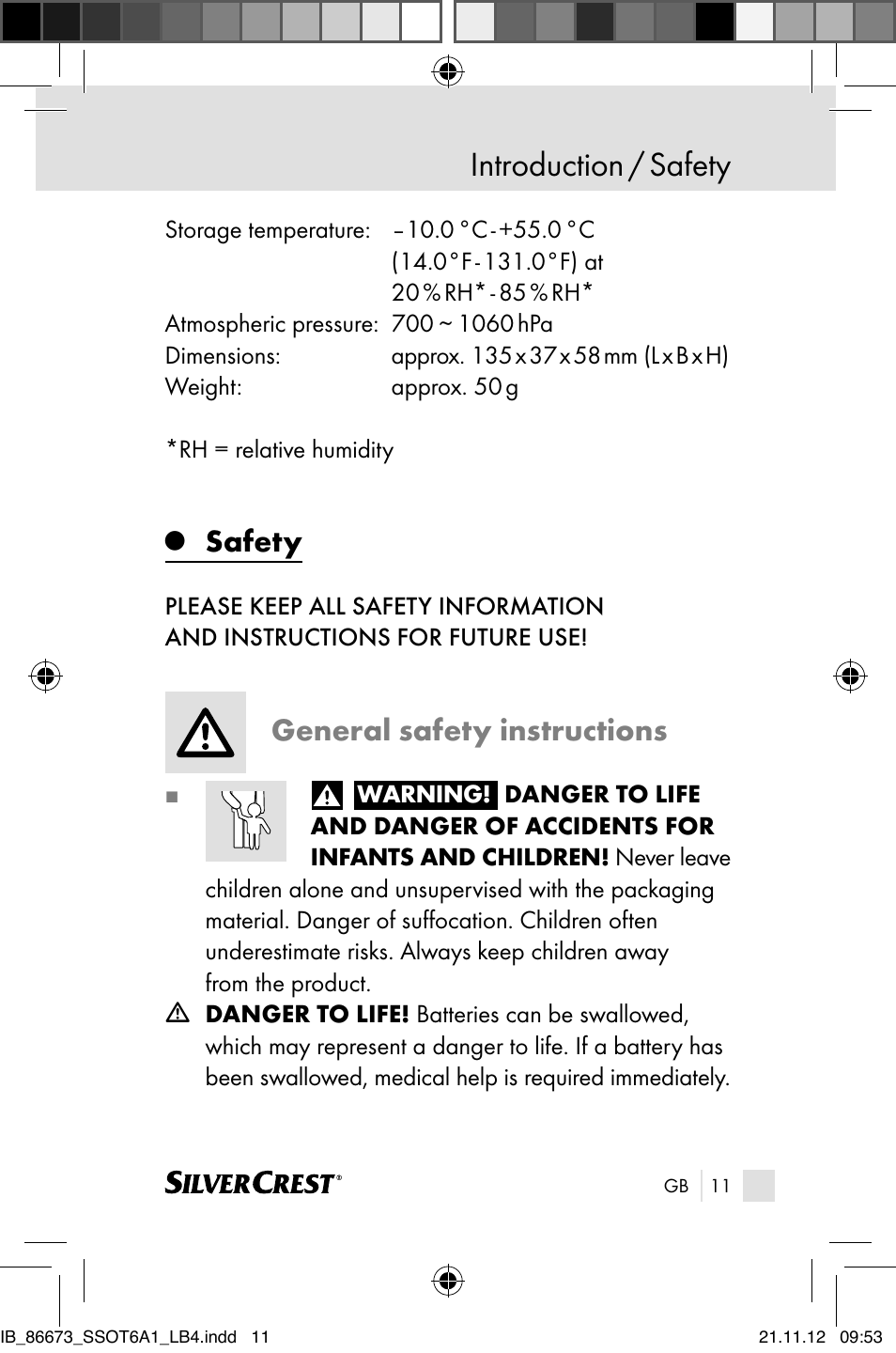 Introduction / safety, Safety, General safety instructions | Silvercrest SSOT 6 A1 User Manual | Page 11 / 181