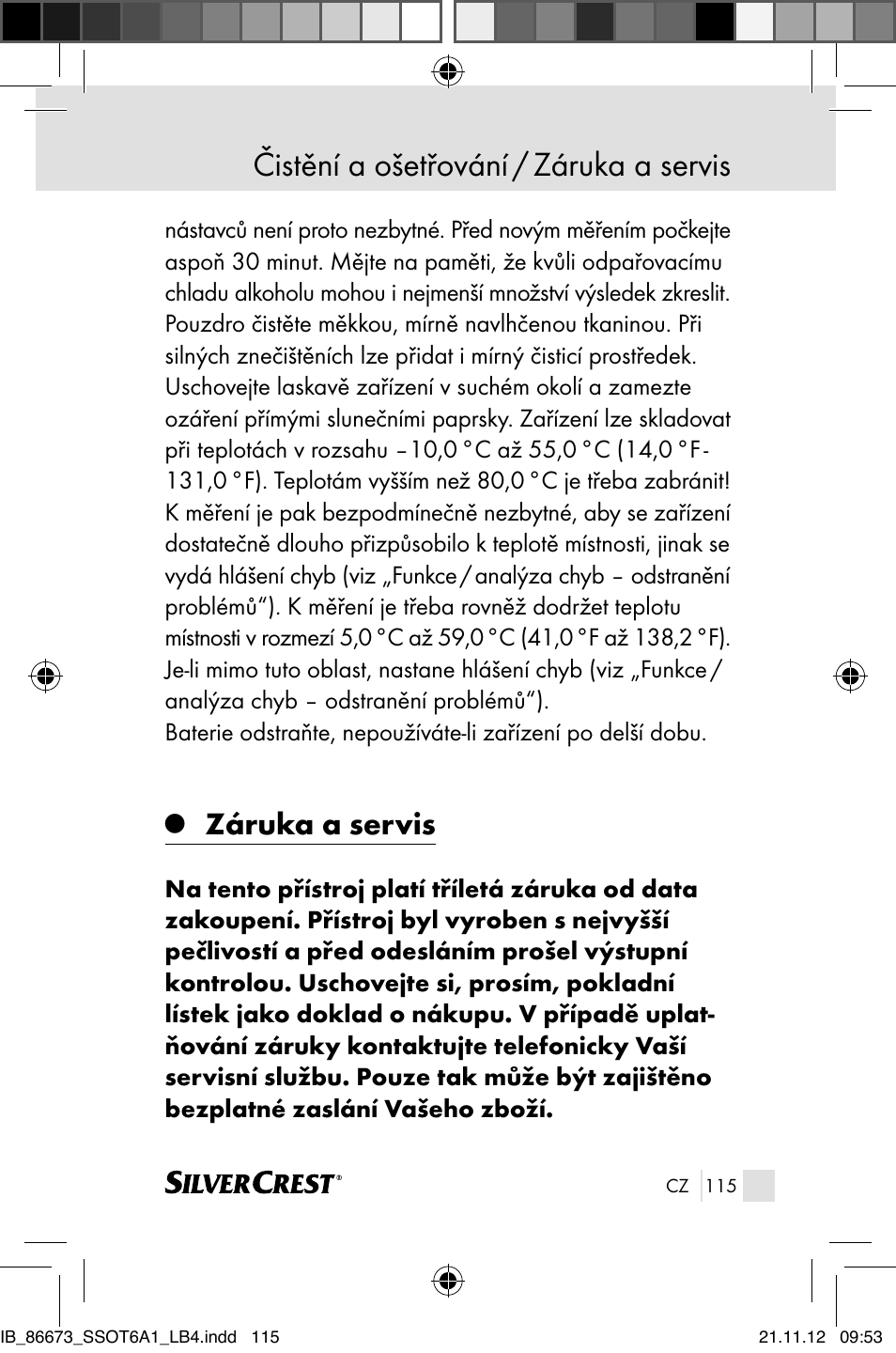 Čistění a ošetřování / záruka a servis, Záruka a servis | Silvercrest SSOT 6 A1 User Manual | Page 115 / 181