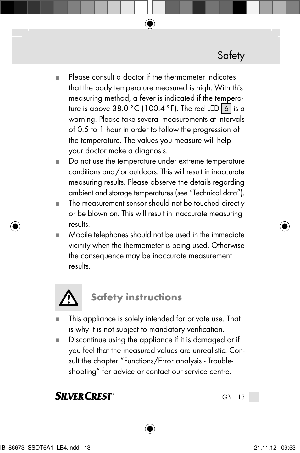 Safety, Safety instructions | Silvercrest SSOT 6 A1 User Manual | Page 13 / 181