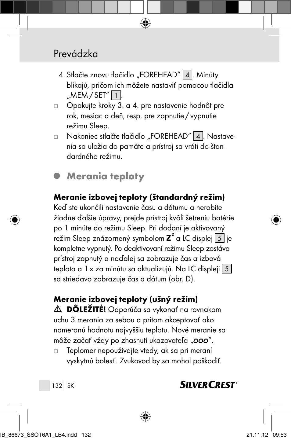 Prevádzka, Merania teploty | Silvercrest SSOT 6 A1 User Manual | Page 132 / 181