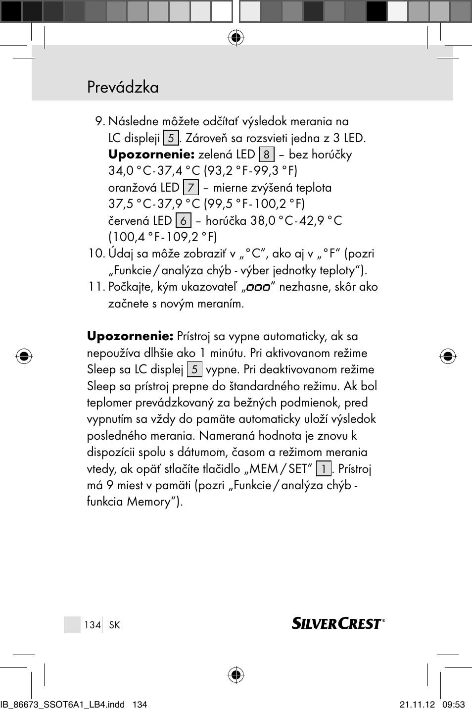Prevádzka | Silvercrest SSOT 6 A1 User Manual | Page 134 / 181