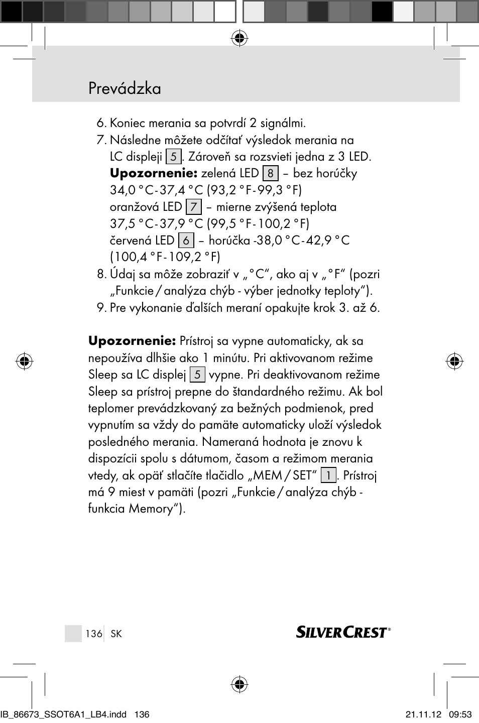 Prevádzka | Silvercrest SSOT 6 A1 User Manual | Page 136 / 181