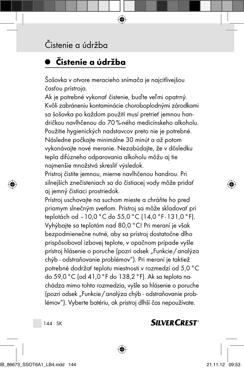 Čistenie a údržba | Silvercrest SSOT 6 A1 User Manual | Page 144 / 181