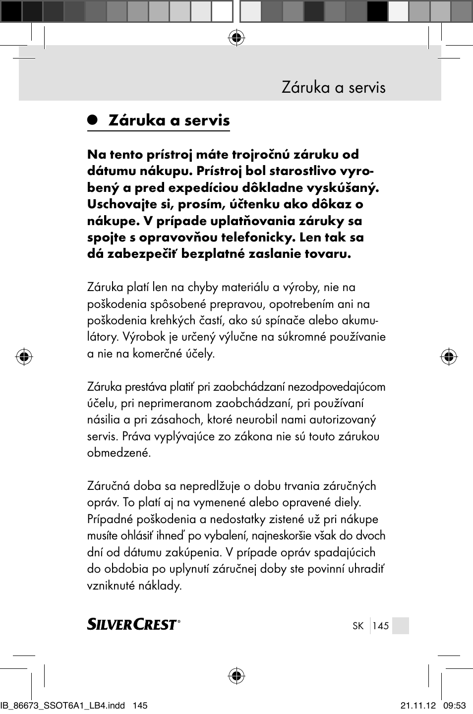 Záruka a servis | Silvercrest SSOT 6 A1 User Manual | Page 145 / 181