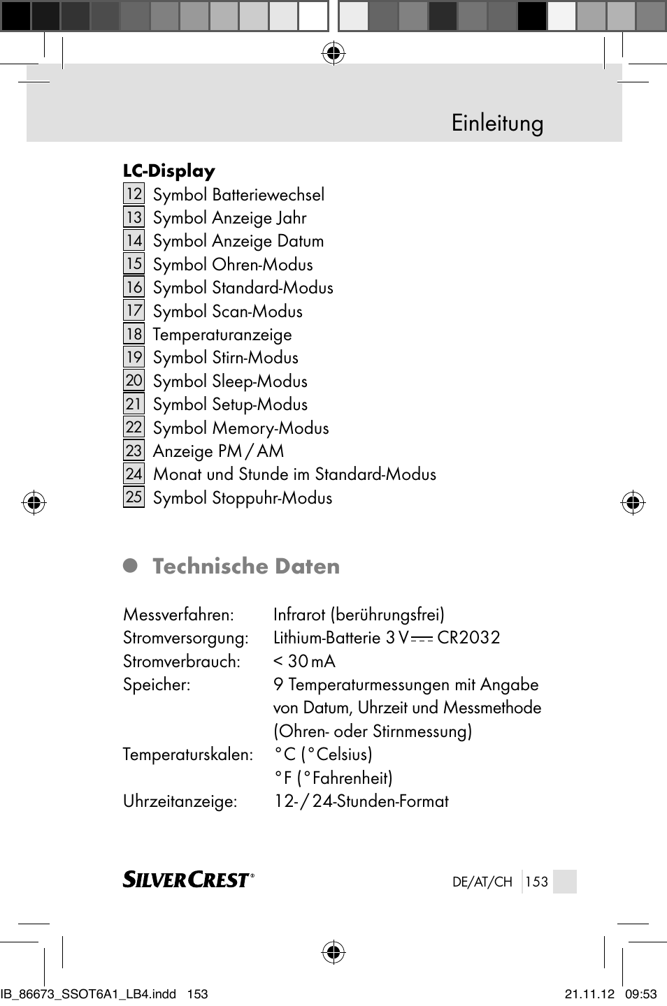 Einleitung, Technische daten | Silvercrest SSOT 6 A1 User Manual | Page 153 / 181