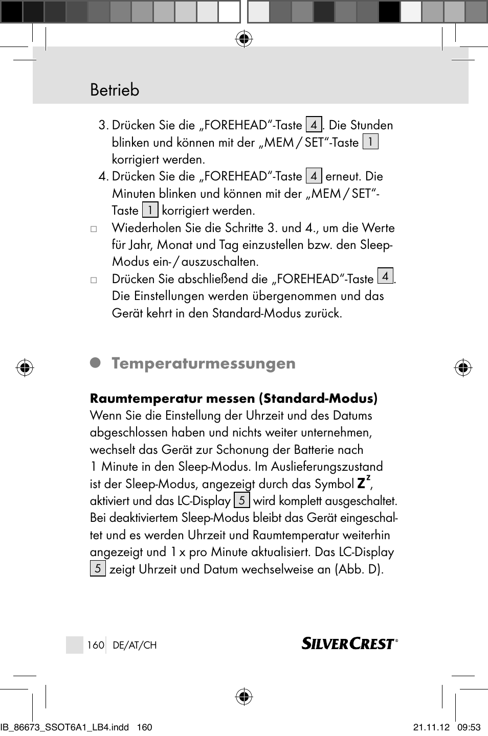 Betrieb, Temperaturmessungen | Silvercrest SSOT 6 A1 User Manual | Page 160 / 181