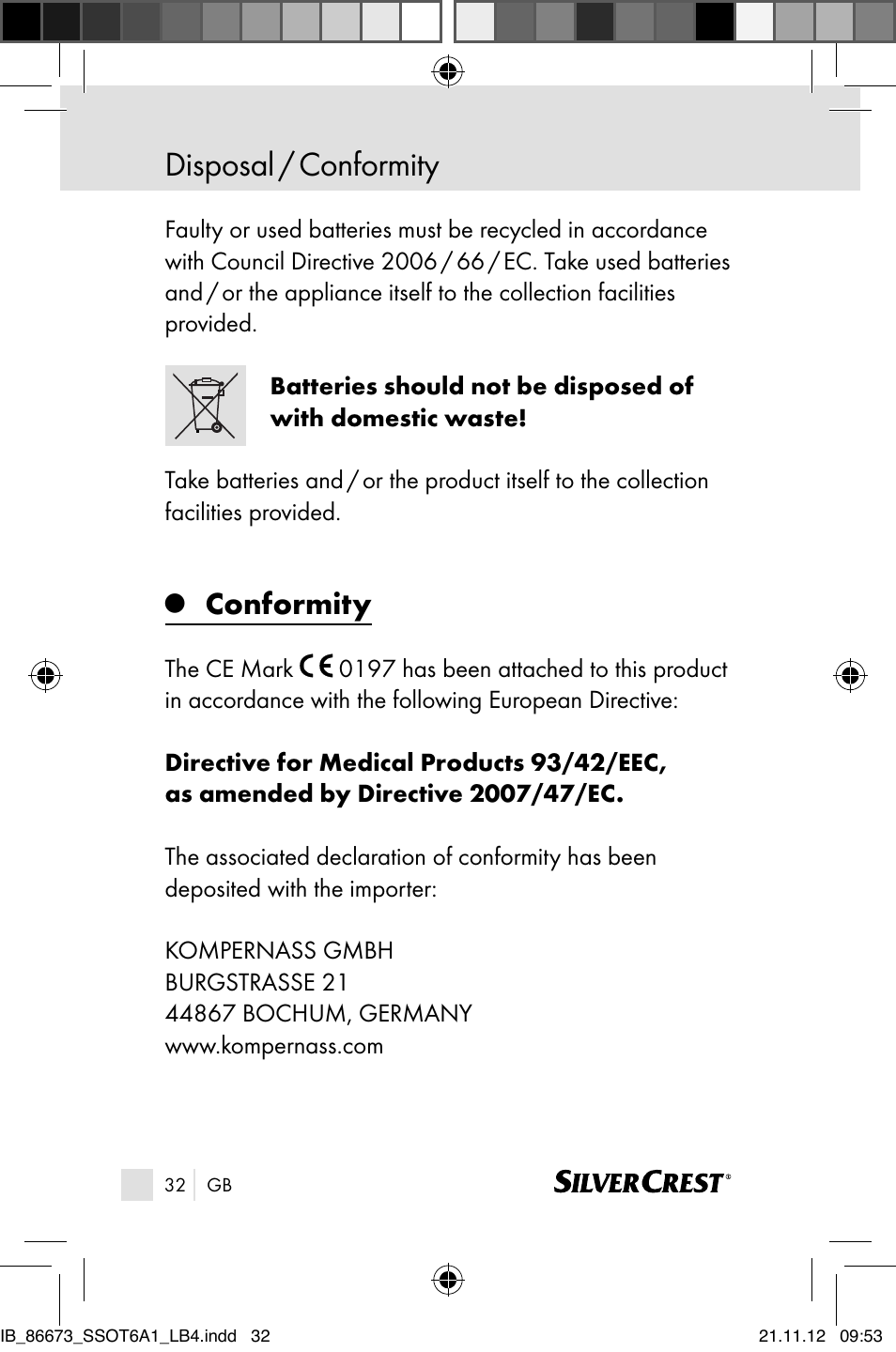 Disposal / conformity, Conformity | Silvercrest SSOT 6 A1 User Manual | Page 32 / 181