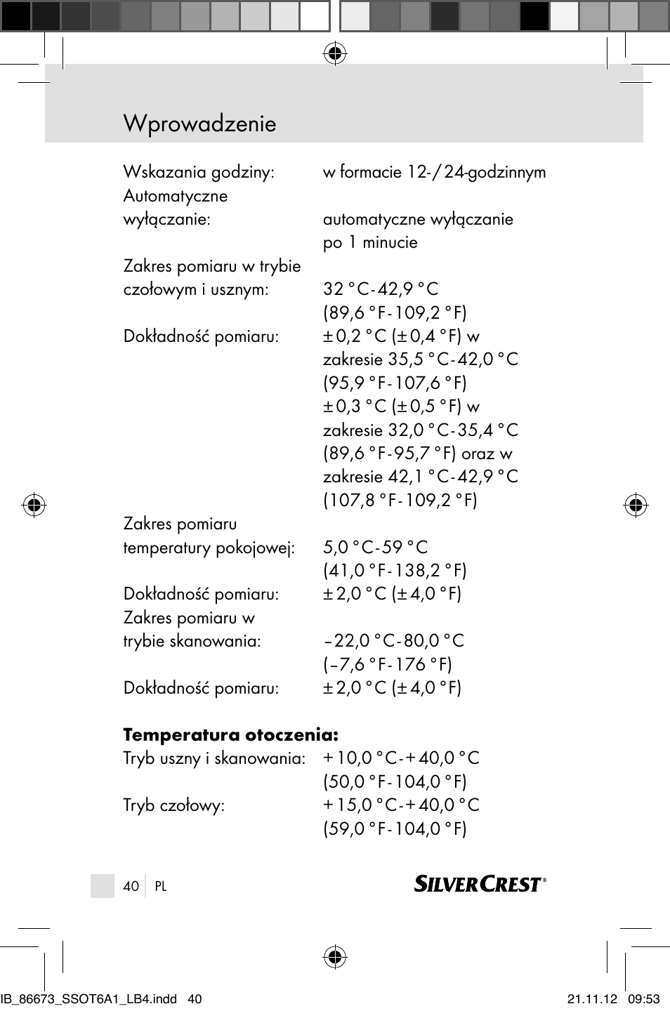 Wprowadzenie | Silvercrest SSOT 6 A1 User Manual | Page 40 / 181