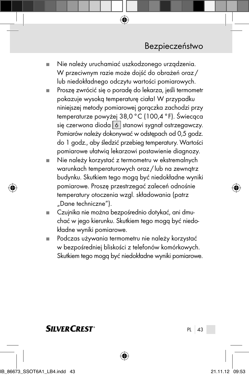 Bezpieczeństwo | Silvercrest SSOT 6 A1 User Manual | Page 43 / 181