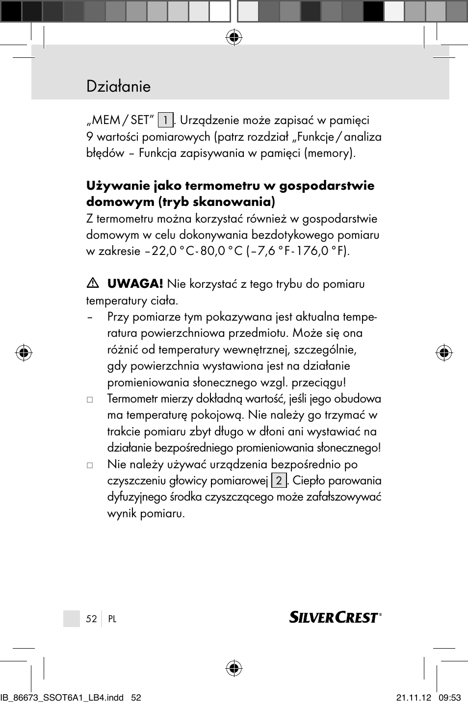 Działanie | Silvercrest SSOT 6 A1 User Manual | Page 52 / 181