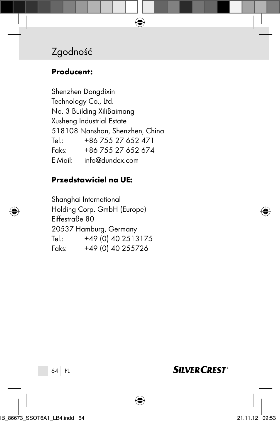 Zgodność | Silvercrest SSOT 6 A1 User Manual | Page 64 / 181
