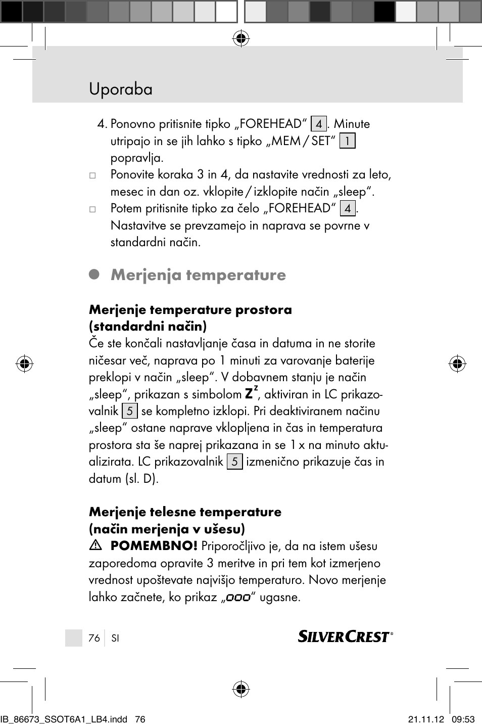Uporaba, Merjenja temperature | Silvercrest SSOT 6 A1 User Manual | Page 76 / 181