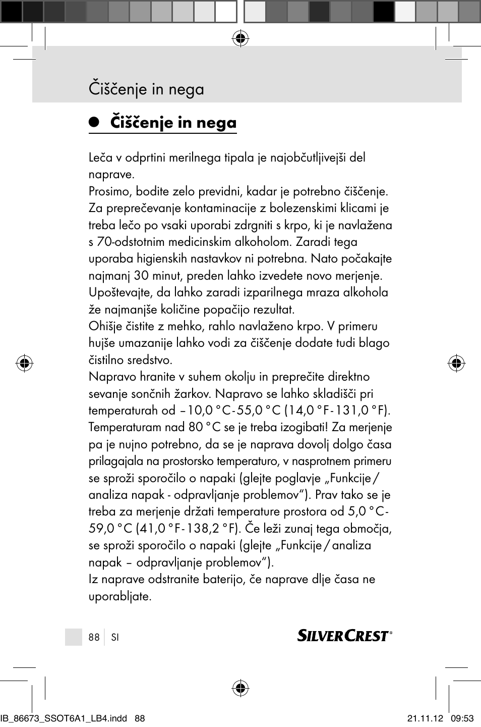 Čiščenje in nega | Silvercrest SSOT 6 A1 User Manual | Page 88 / 181