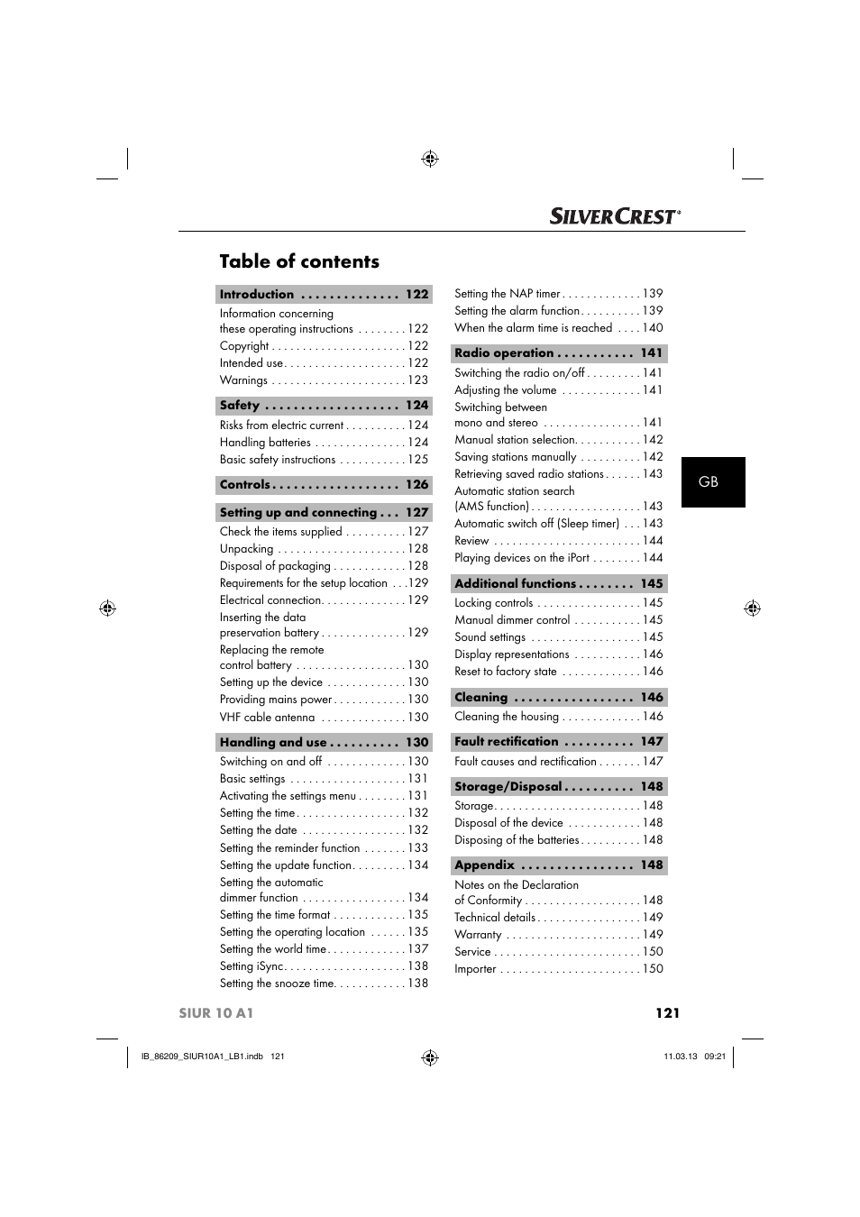 Silvercrest SIUR 10 A1 User Manual | Page 124 / 154