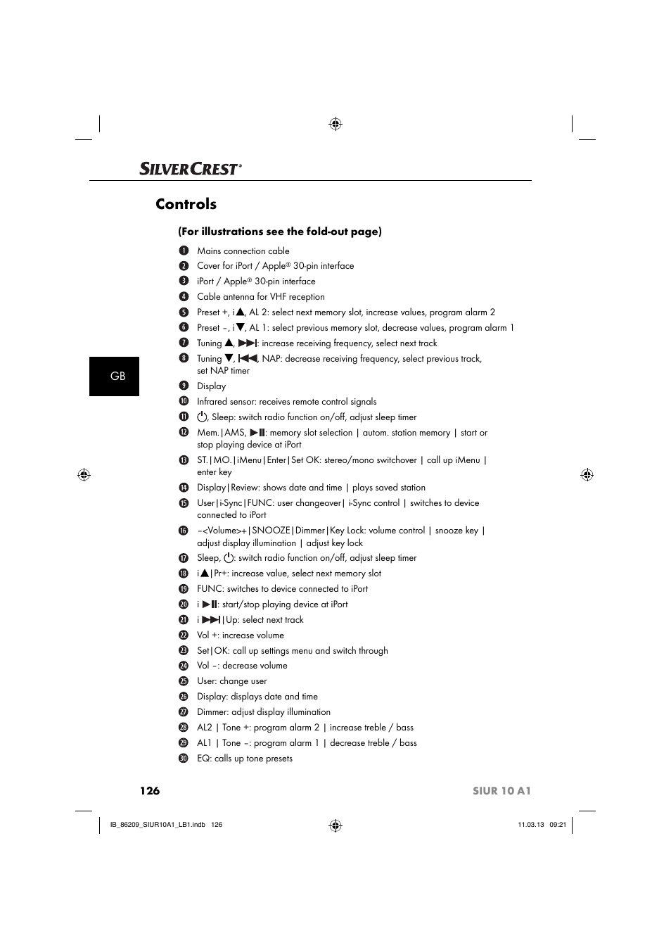 Controls | Silvercrest SIUR 10 A1 User Manual | Page 129 / 154