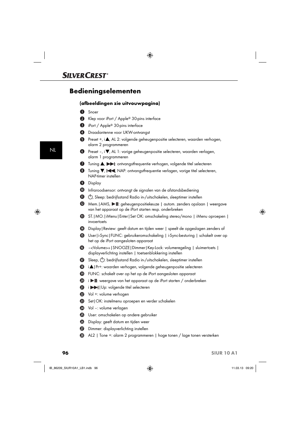 Bedieningselementen | Silvercrest SIUR 10 A1 User Manual | Page 99 / 154