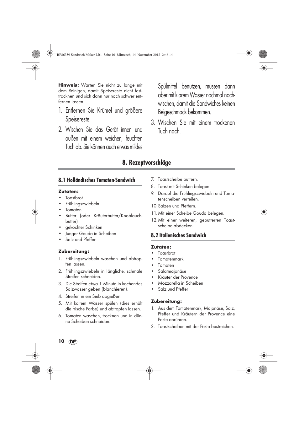 Rezeptvorschläge | Silvercrest SSWMD 750 A1 User Manual | Page 12 / 58