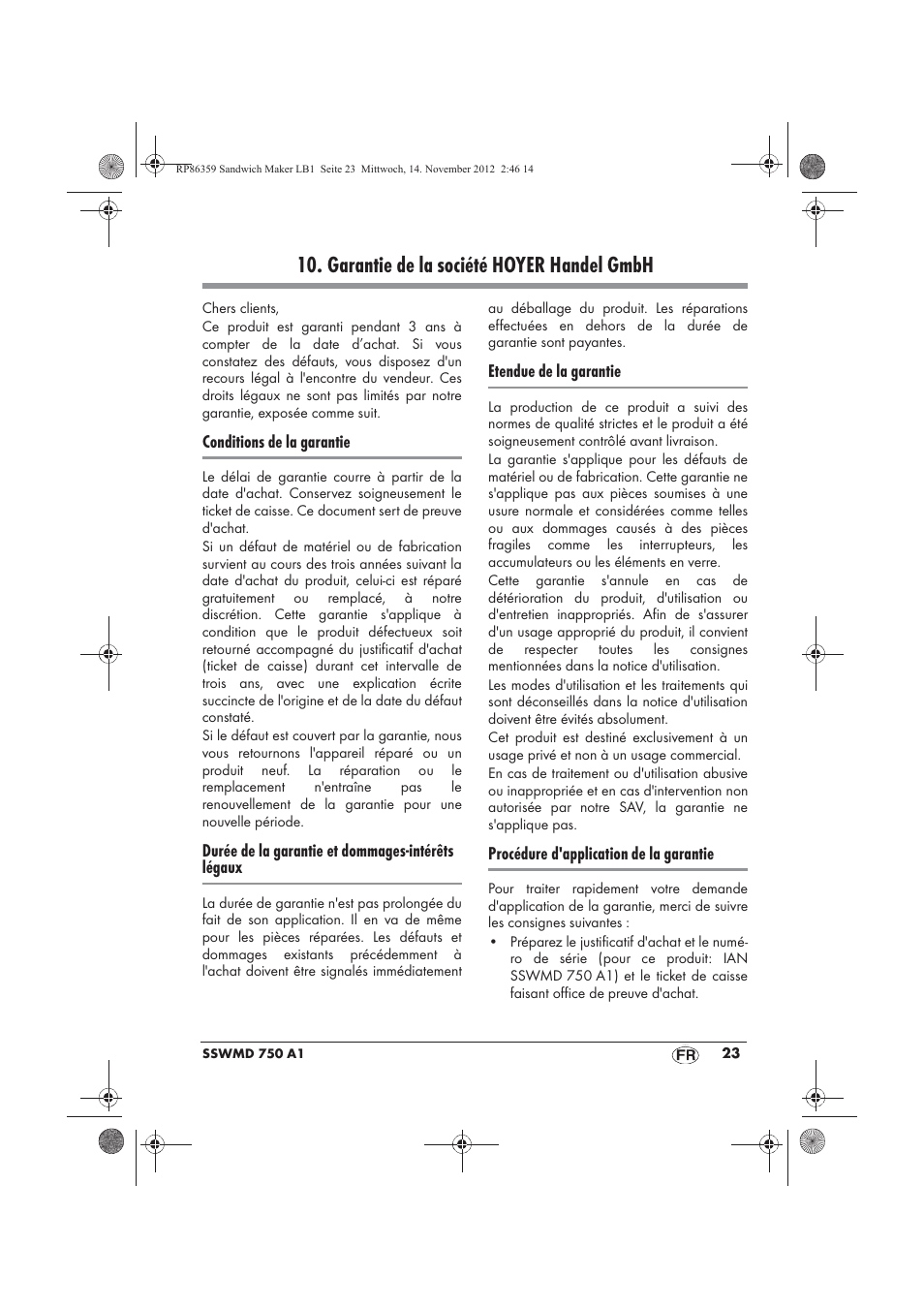 Garantie de la société hoyer handel gmbh | Silvercrest SSWMD 750 A1 User Manual | Page 25 / 58