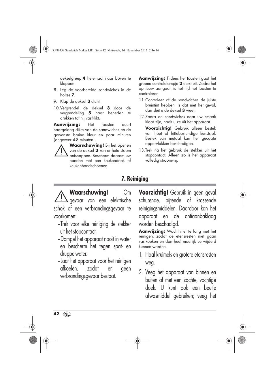 Reiniging | Silvercrest SSWMD 750 A1 User Manual | Page 44 / 58